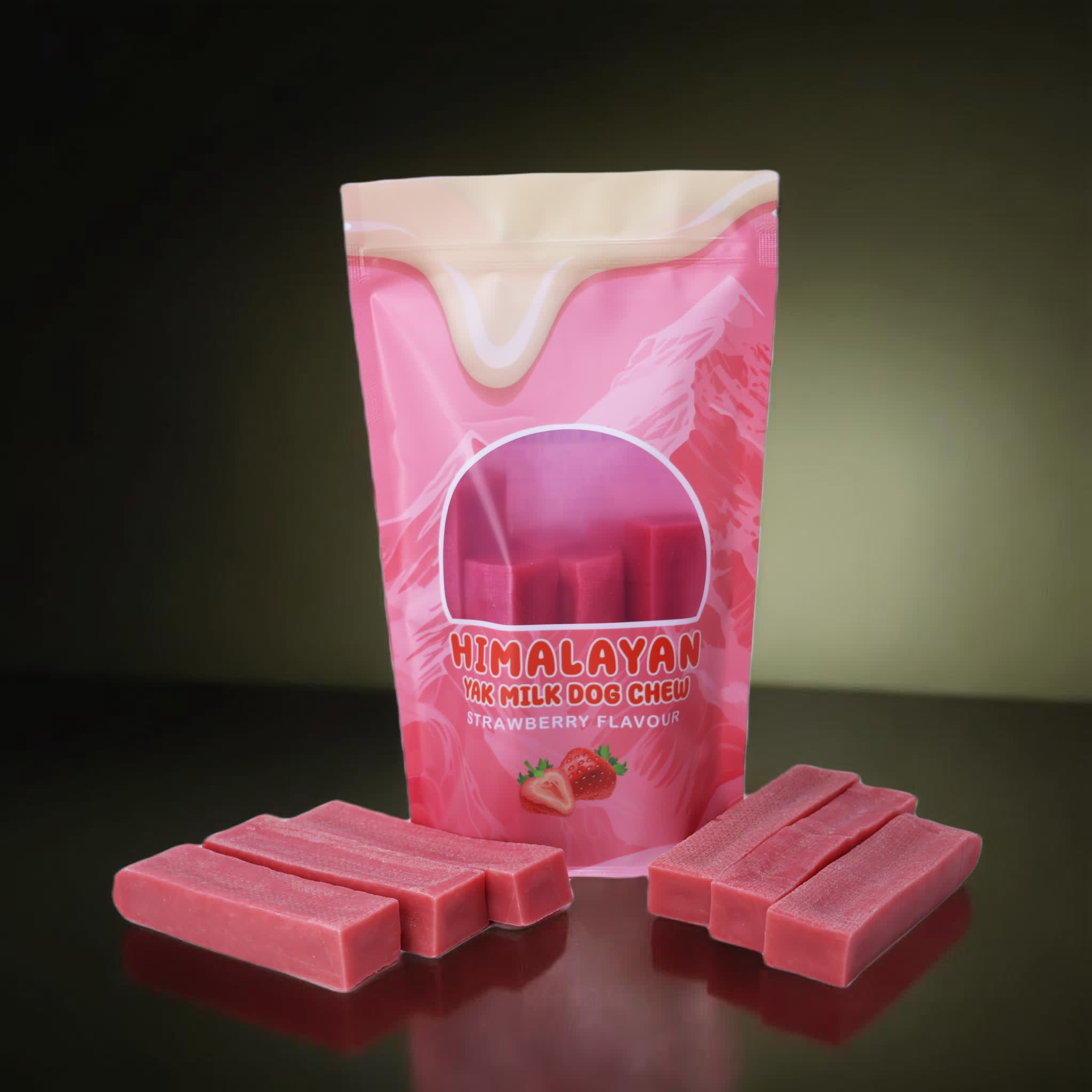 Strawberry Flavour Yak Chew Bags