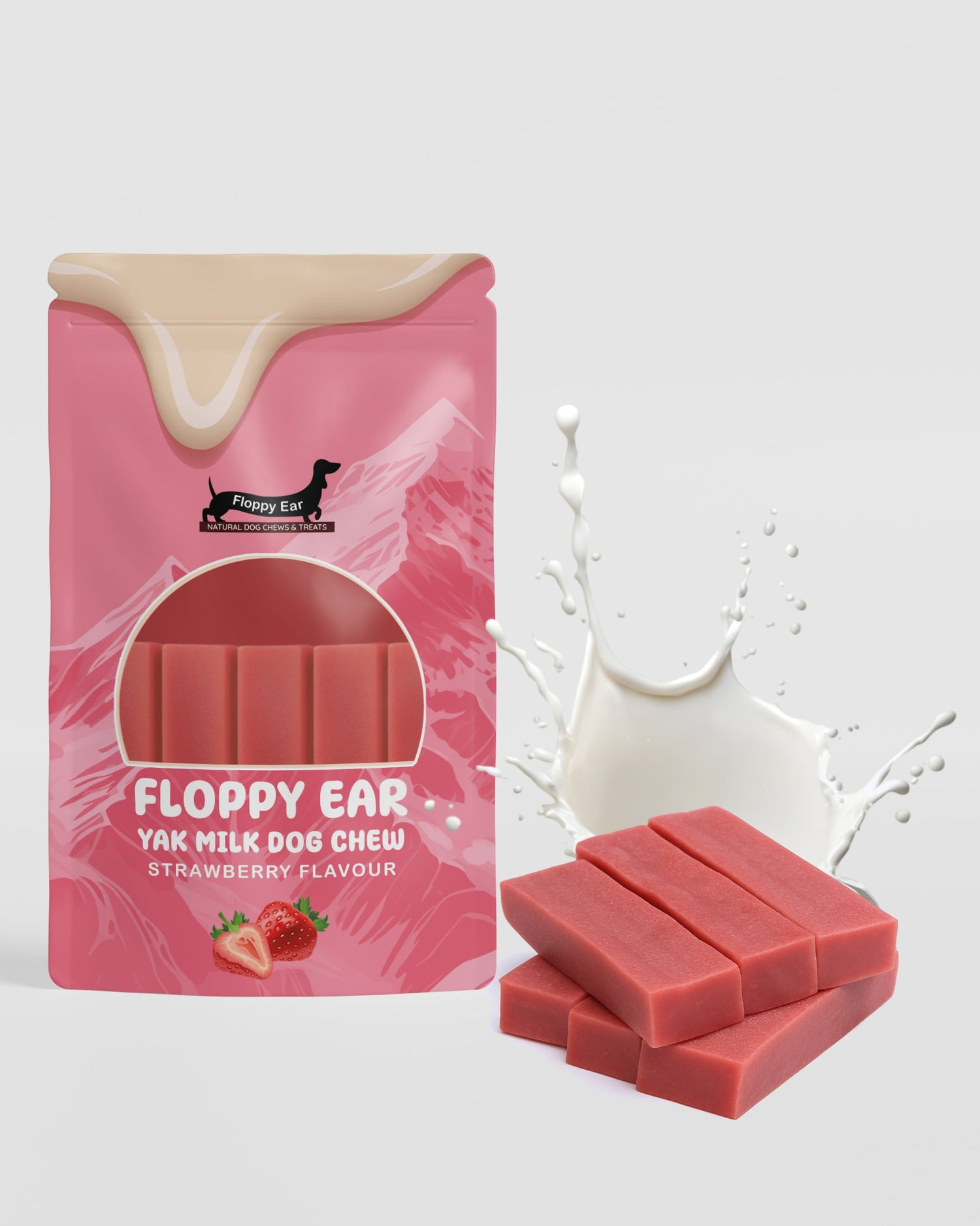 Strawberry Yak Dog Chews Medium size - Floppy Ear