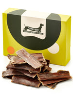 Floppy Ear Beef Gullet Chew Box closed front view with premium natural dried beef gullet chews