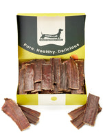 Floppy Ear Beef Gullet Chew Box opened front view filled with premium natural dried beef gullet chews