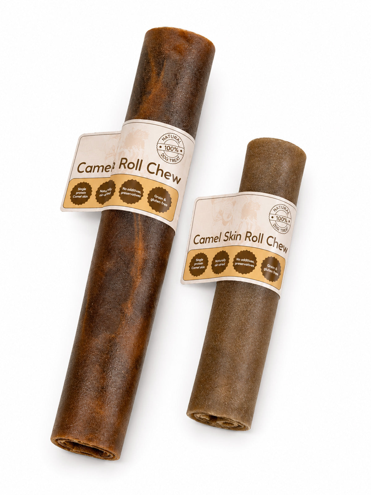 Floppy Ear camel skin roll chews – 100% natural single protein camel skin, air-dried, grain and gluten free dog treats