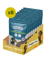 Box of 8 Floppy Ear Flounder Fish Strips natural dog treats, 8 x 150g bags (1.2kg)