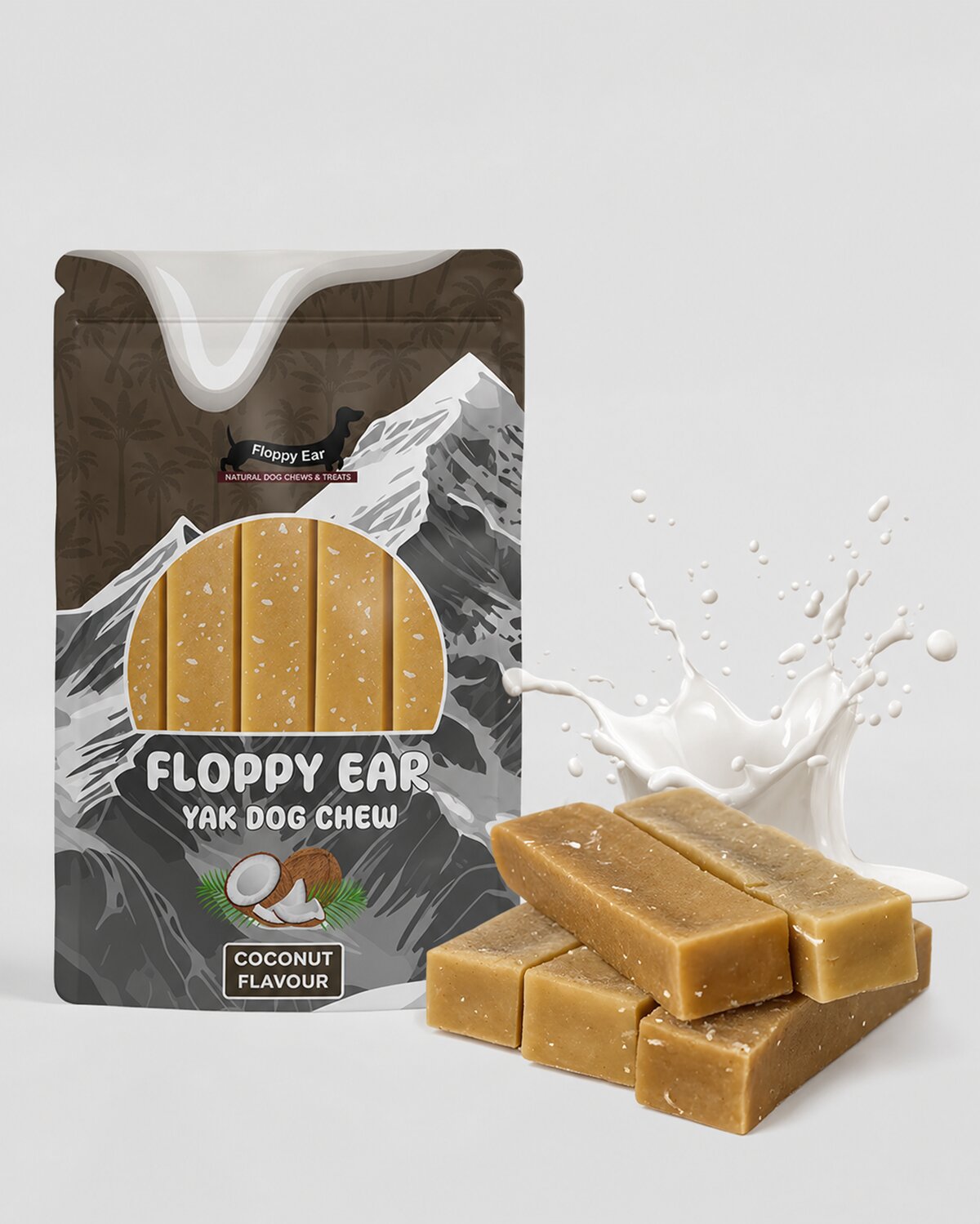 Floppy Ear Himalayan Yak Dog Chew Coconut Flavour 5 Large size pouch