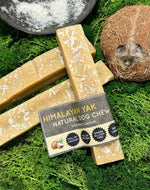 Floppy Ear Himalayan Yak Chew Coconut Flavour Large size on moss with coconut