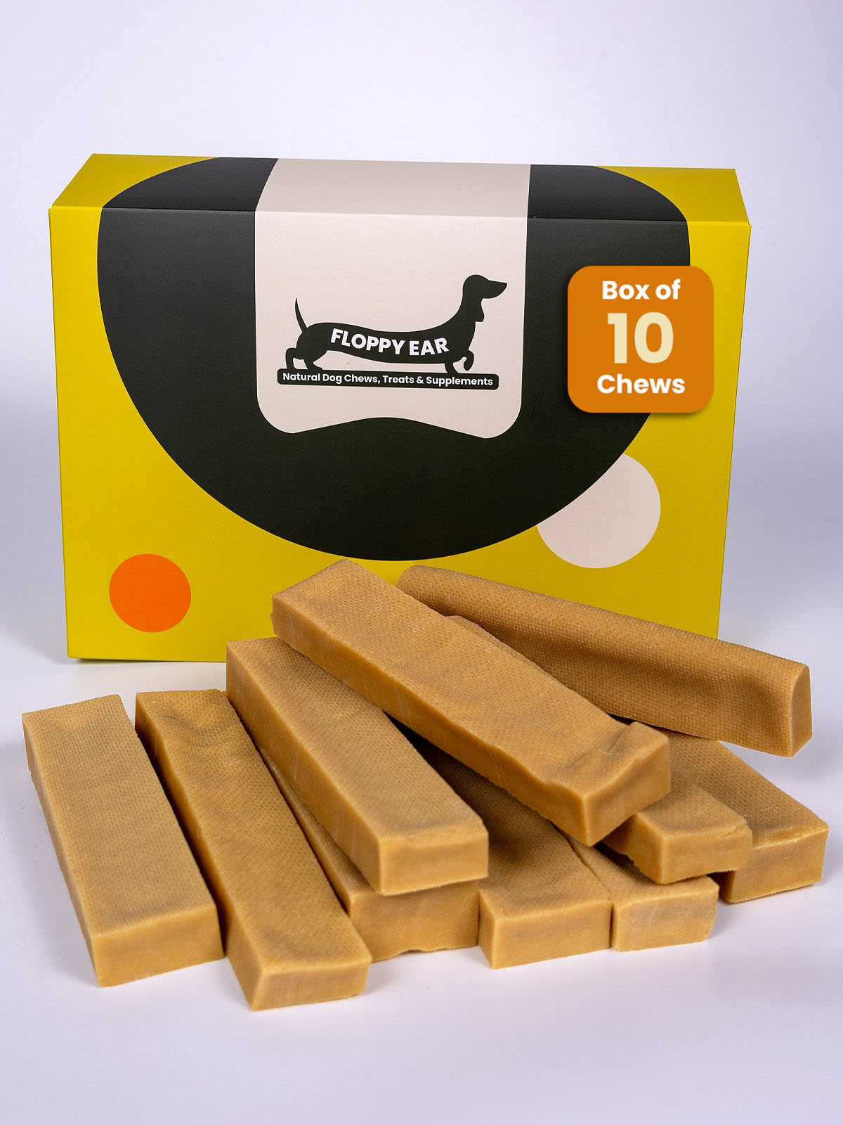 Floppy Ear Himalayan Yak Chews Extra Large Size Box of 10 natural dog chews