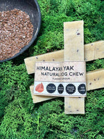 Floppy Ear Himalayan Yak Dog Chew Flaxseed Flavour Large size on moss with flaxseeds