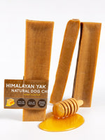 Floppy Ear Himalayan Yak Chews Honey Flavour Extra Large XL size three chews with honey dipper and honey
