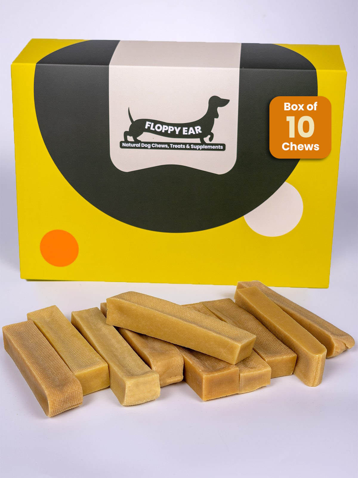 Floppy Ear Himalayan Yak Chews Large Size Box of 10 natural dog chews