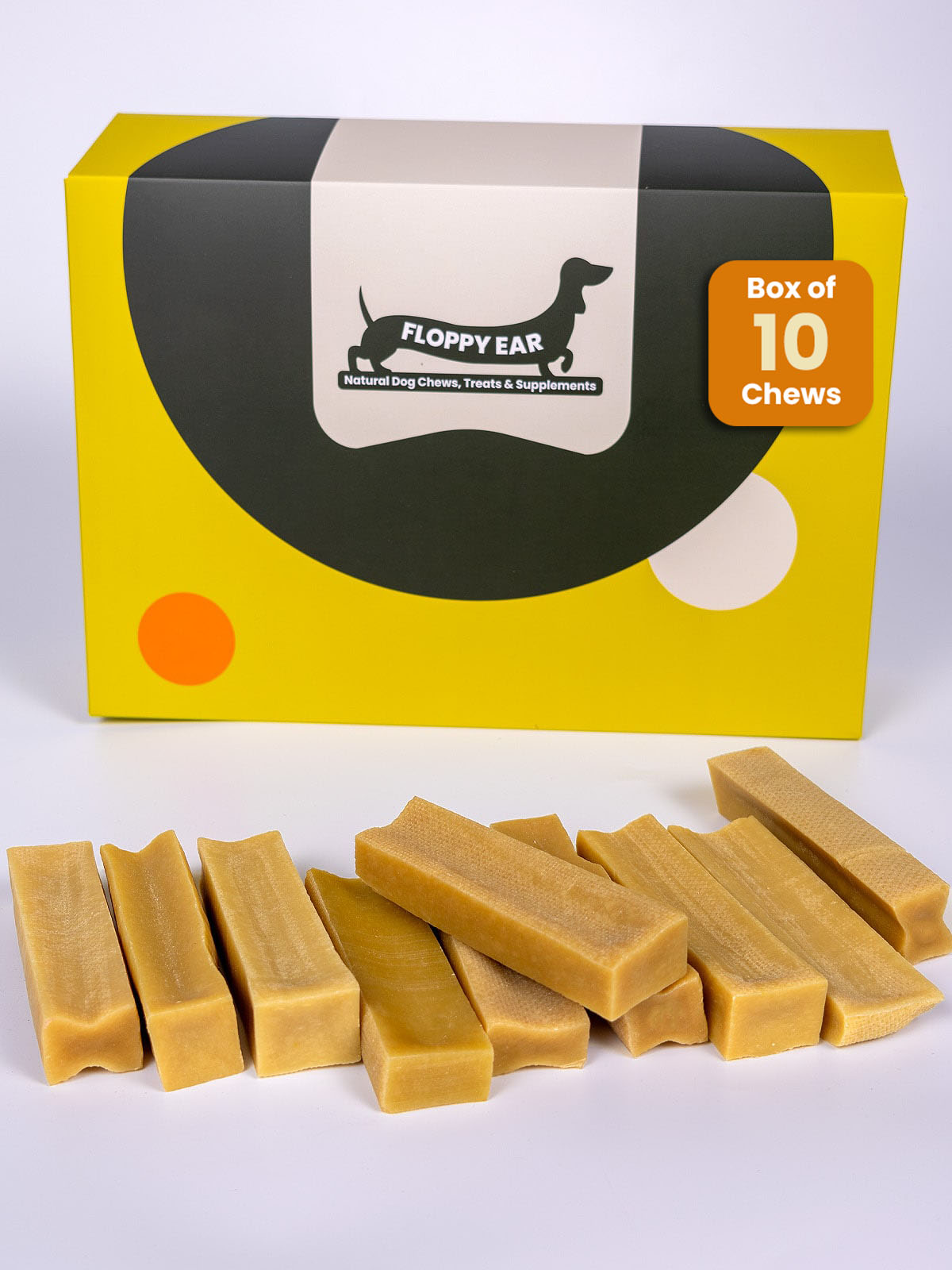 Floppy Ear Himalayan Yak Chews Medium Size Box of 10 natural dog chews