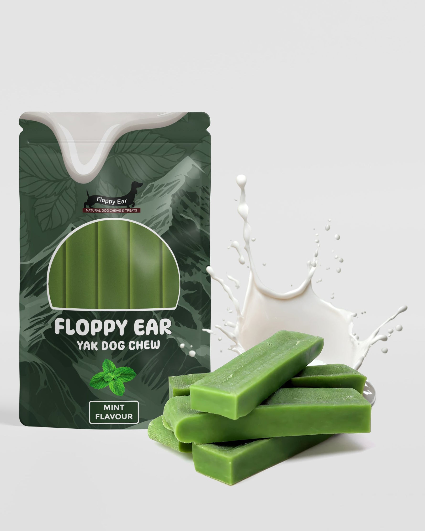 Floppy Ear Himalayan Yak Dog Chew Mint Flavour 5 Large size pouch