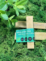 Floppy Ear Himalayan Yak Chew Mint Flavour Large size on moss with mint leaves