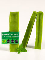 Floppy Ear Himalayan Yak Chew Mint Flavour Extra Large XL size on moss with mint leaves
