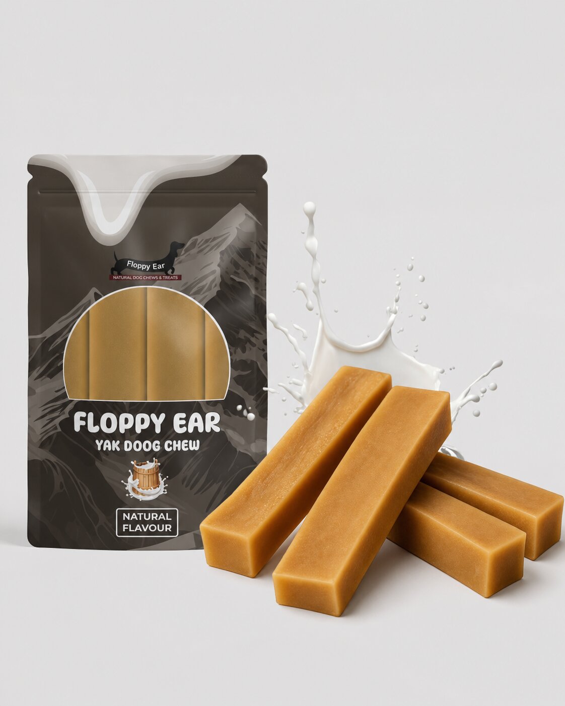 Floppy Ear Himalayan Yak Dog Chew Natural Flavour 4 Extra Large King size pouch
