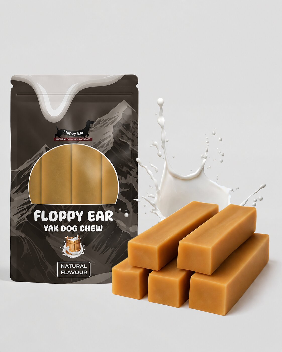 Floppy Ear Himalayan Yak Dog Chew Natural Flavour 5 Large size pouch