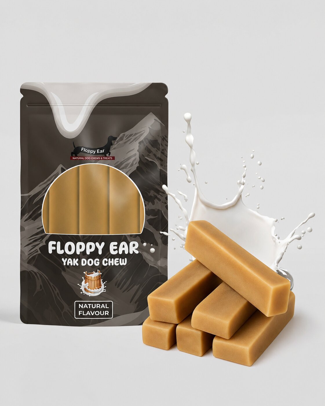 Floppy Ear Himalayan Yak Dog Chew Natural Flavour 6 Medium size pouch