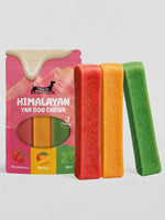 Floppy Ear Himalayan Yak Chews Strawberry Mango Mint Flavour Large 3 Pack with individual strawberry, mango and mint chews