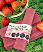 Floppy Ear Himalayan Yak Chews Strawberry Flavour three chews