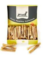 Floppy Ear Rabbit Skin Chew Box open front view filled with premium natural dried rabbit skin dog chews