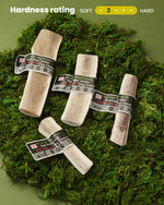 Floppy Ear Scottish Highlands Red Deer Antler Chew on wooden slice with moss