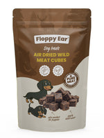 Floppy Ear 100% Natural Wild Meat Cubes Air Dried Venison & Wild Boar 200g pouch on moss