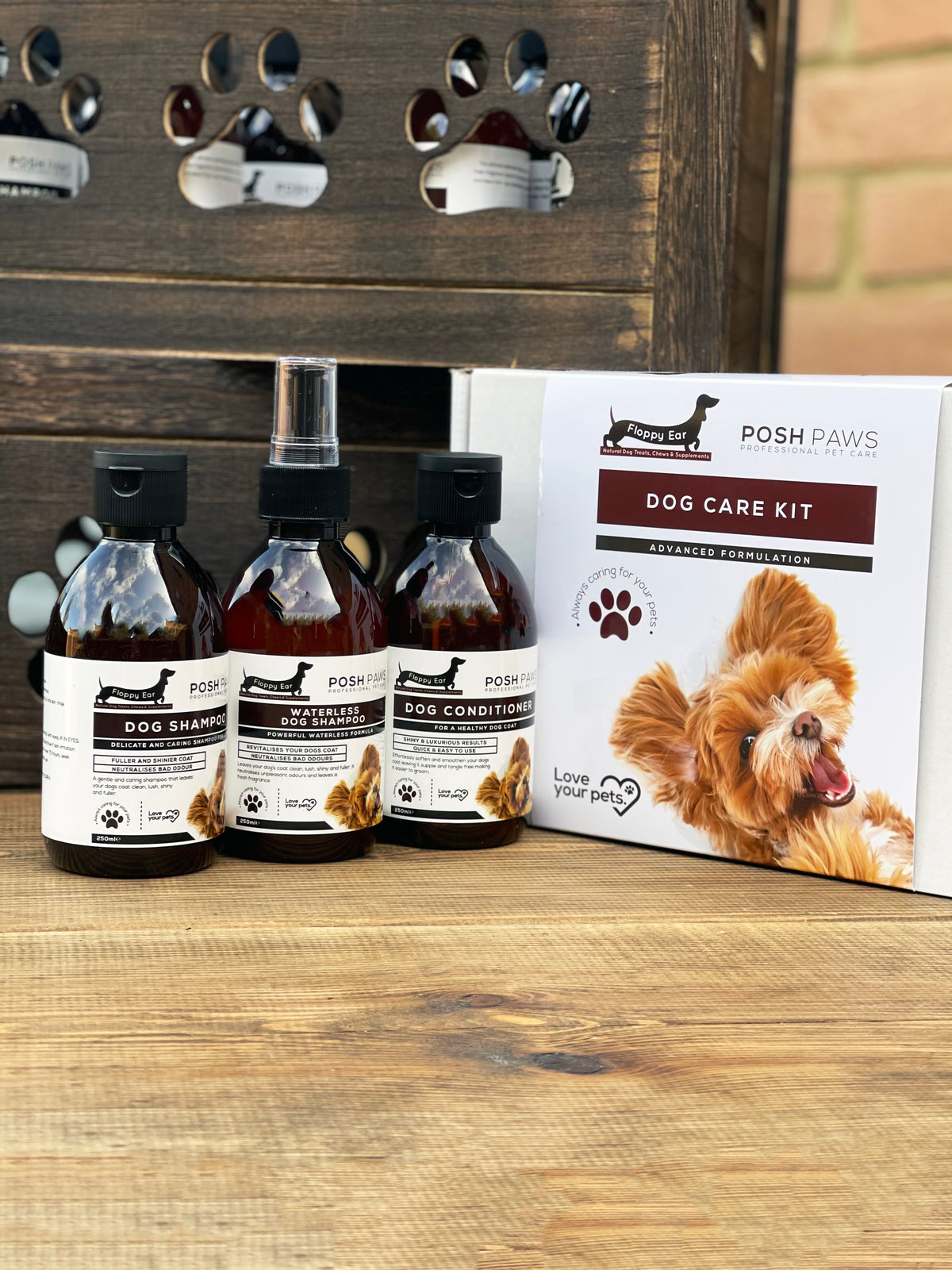 Floppy Ear Posh Paws Dog Care Kit complete set with Dog Shampoo, Waterless Dog Shampoo and Dog Conditioner