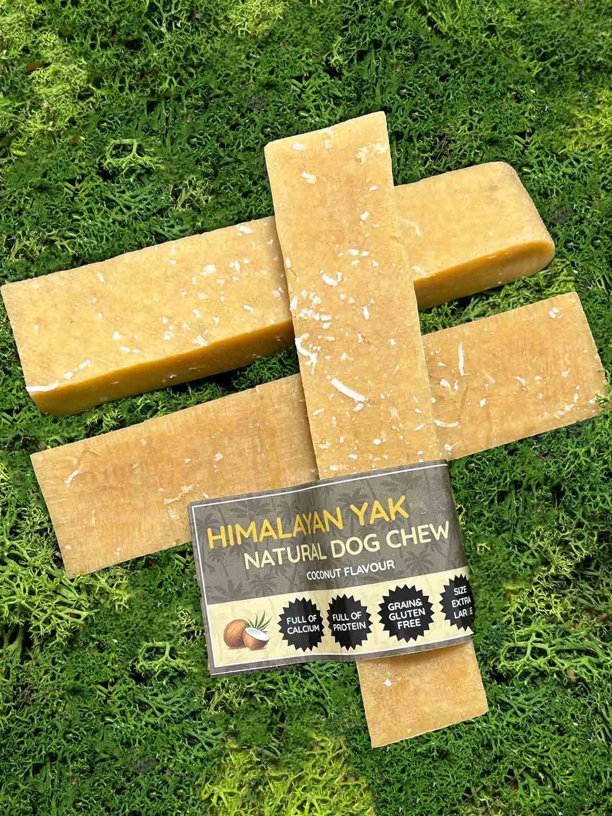 Floppy Ear Himalayan Yak Chew Coconut Flavour Extra Large XL size on moss